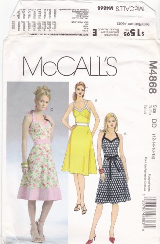 McCall's M4868 Pattern uncut 12 14 16 18 A Line Halter Dresses