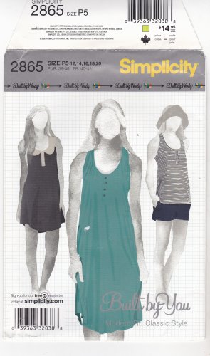 Simplicity 2865 uncut 12 14 16 18 20 Knit Dress Mini Dress Top Built by You
