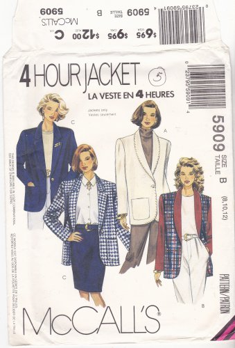 McCall's 5909 Pattern uncut 8 10 12 Lined Unlined 4 Hour Jacket