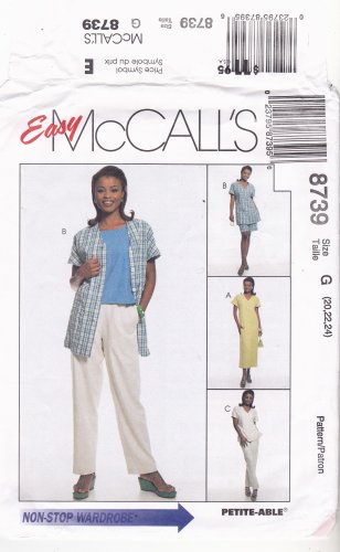 McCall's 8739 Pattern uncut 20 22 24 Dress Tunic Tank Top Pants Shorts