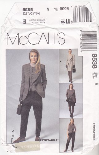 McCall's 8538 Pattern uncut 8 Lined Jacket Vest Pants Skirt Jones New York