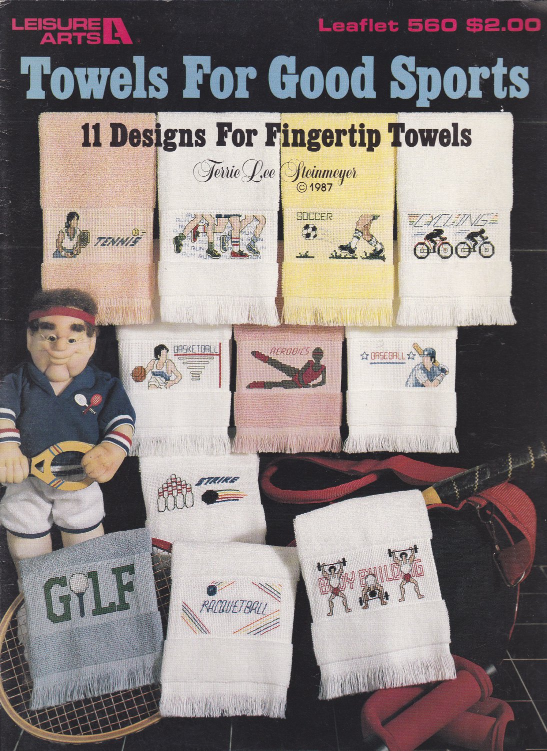 Leisure Arts 560 Towels for Good Sports Cross Stitch leaflet