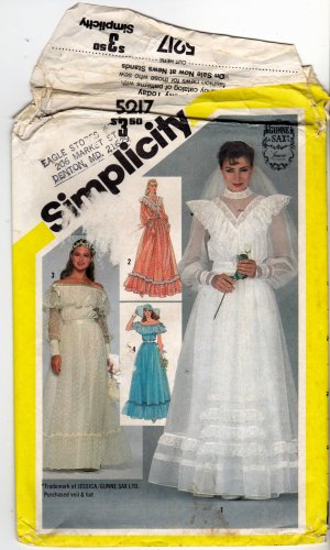Simplicity Pattern 5217 uncut 10 Bridal Wedding Bridesmaid Dress Gunne Sax 1980s