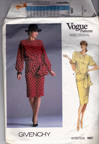Vogue 1897 Pattern 12 Loose Fit Blouson Top Skirt Givenchy Vintage 1980s Cut Complete