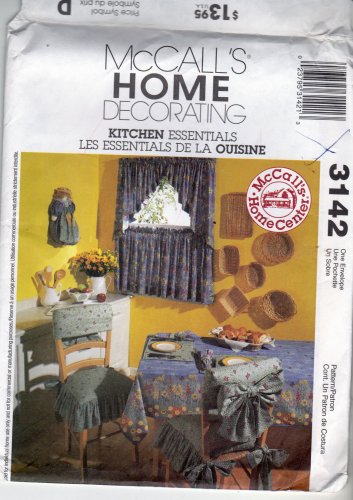 McCall's Home Decor 3142 Pattern Kitchen Essentials Chair Cover Plastic Bag Holder