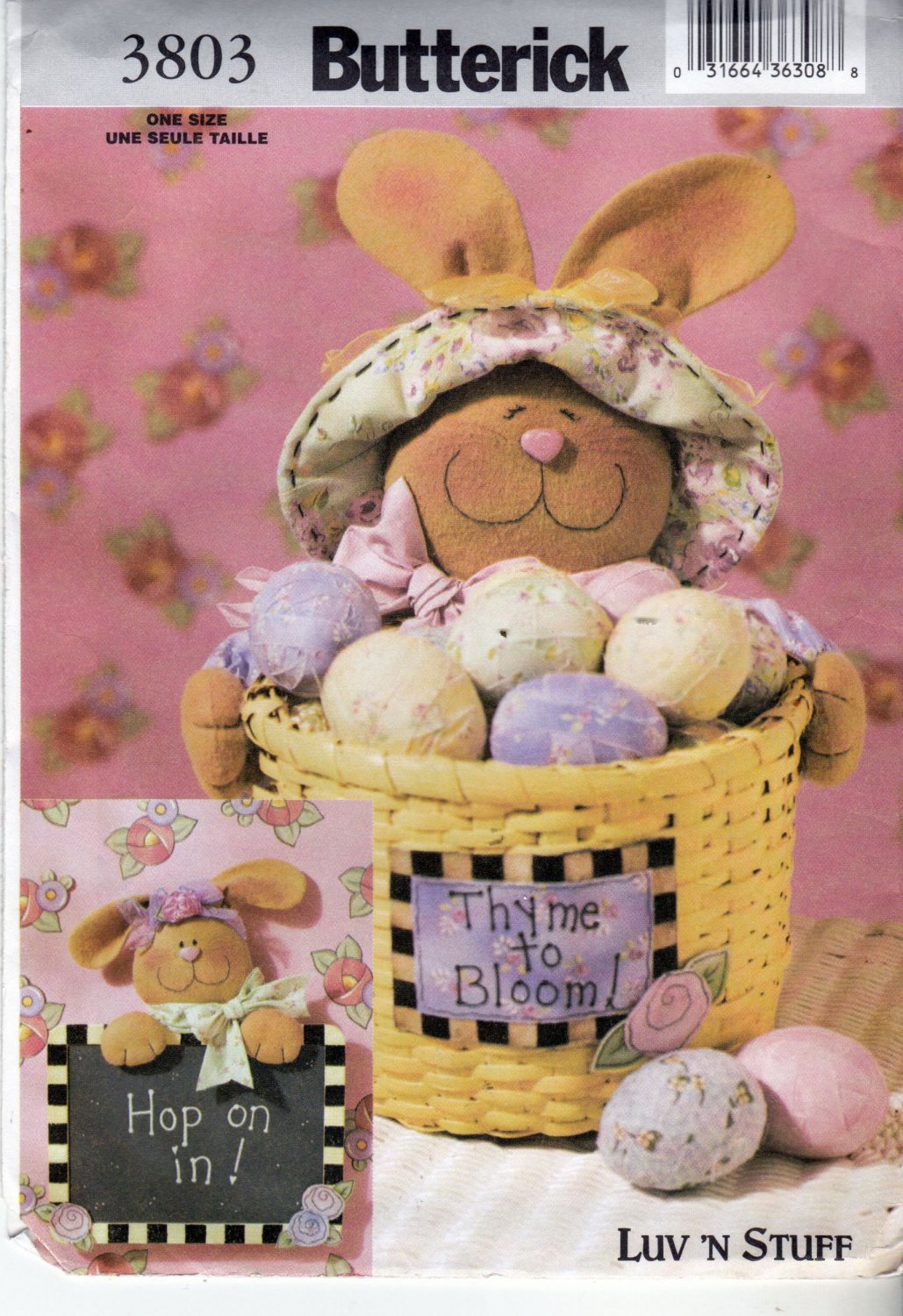Butterick 3803 Pattern Luv 'N Stuff Bunny Thyme Basket Chalkboard