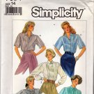 Simplicity Pattern 7854 Uncut 14 Button Front Blouses Vintage 1980s