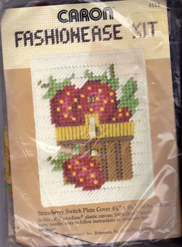Caron Strawberry Switch Plate Cover Plastic Canvas Kit 4111 New, Old Stock