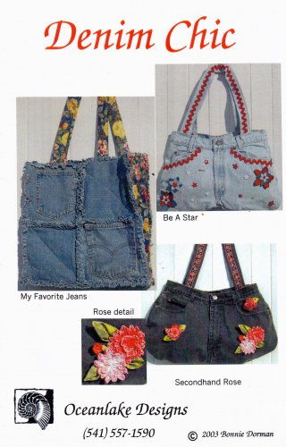 Oceanlake Designs Pattern Denim Chic Uncut Bags from Old Jeans