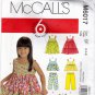 McCall's M6017 Pattern uncut Girls 4 5 6 Sun Dress Top Shorts Hat