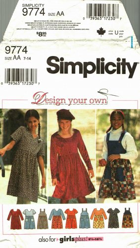 Simplicity 9774 sizes 7 -14 Girls Dress Jumper, may be missing pieces