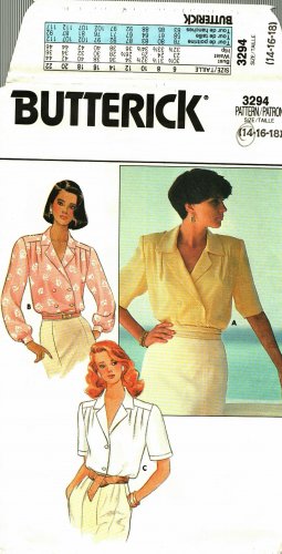 Butterick 3294 size 14 Loose Fitting Blouse, may be missing pieces