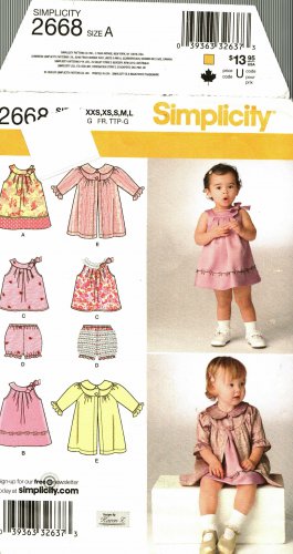 Simplicity 2668 Pattern uncut Baby Infant Dress Top Panties Coat Karen Z
