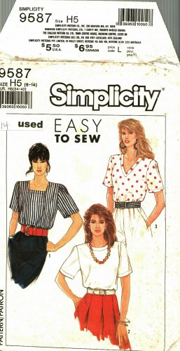 Simplicity 9587 size 14 Pullover Tops, may be missing pieces