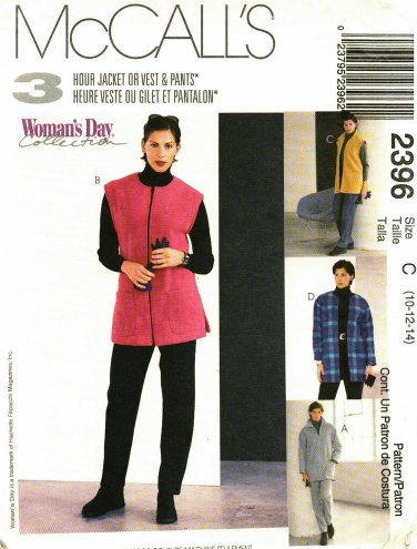 McCall's 2396 Pattern uncut 10 12 14 Fleece Jacket Vest Pants