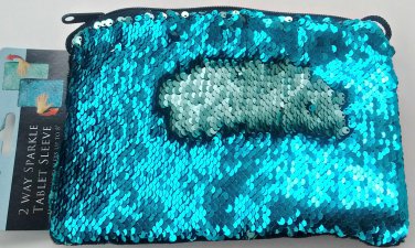 Two Way Sparkle 7 inch Tablet Sleeve Evening Bag Sequins Turquoise Soft Green