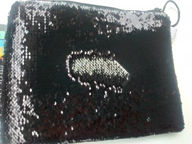 Two Way Sparkle 10 inch Tablet Sleeve Evening Bag Sequins Shiny Silver Black