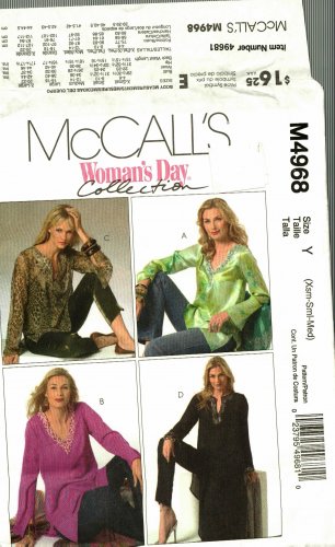 McCall's M4968 Pattern uncut XS S M Tunics in Three Lengths