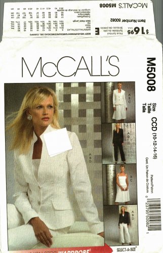 McCall's M5008 Pattern uncut 10 12 14 16 Lined Jacket Top Skirt Pants Wardrobe