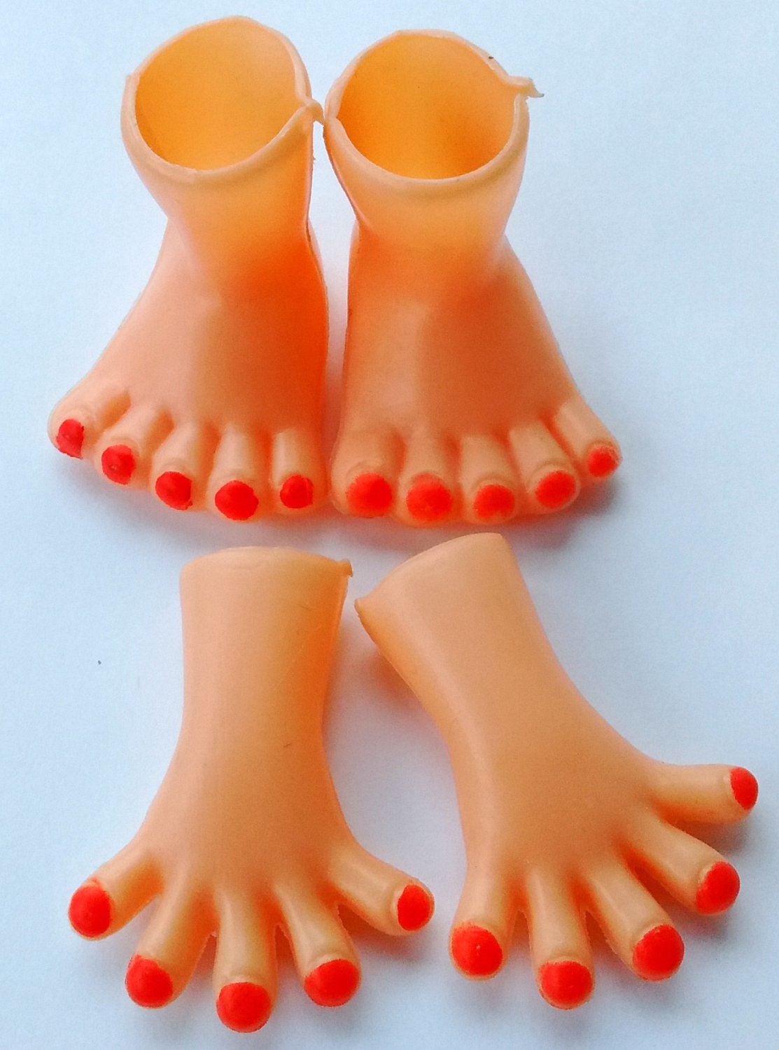 Terrifying Plastic Doll Hands and Feet Caucasian Red Nails for Clown