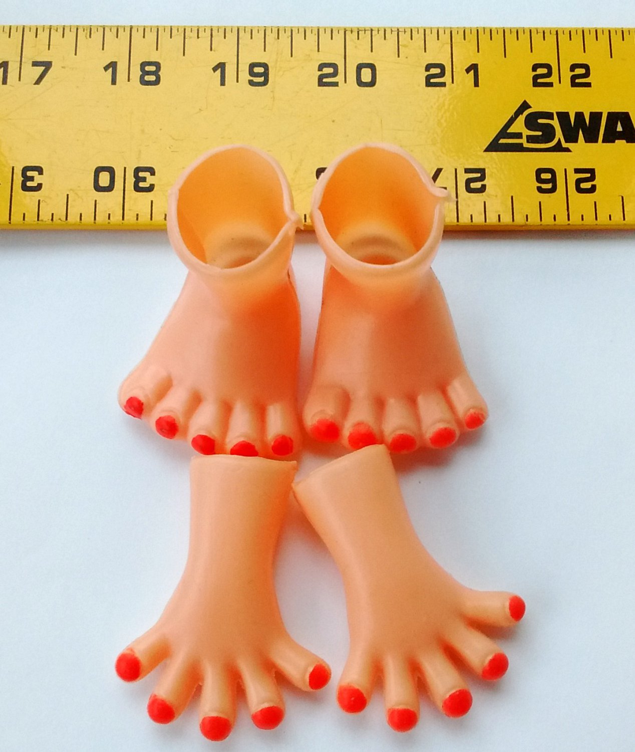 Terrifying Plastic Doll Hands and Feet Caucasian Red Nails for Clown