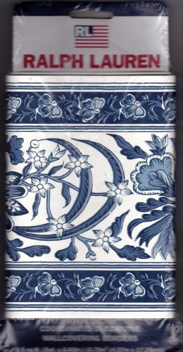 Wallpaper Border Ralph Lauren Blue White Amber Coast Porcelain 6.83 in x 5 yards 64RL-0209