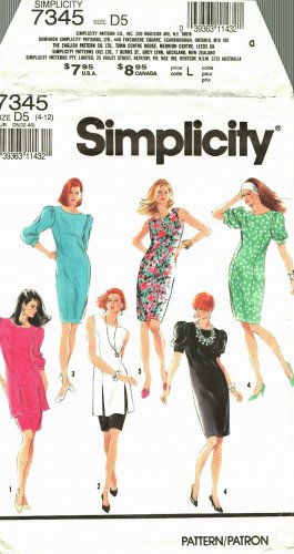 Simplicity 7345 Pattern uncut 4 6 8 10 12 Vintage 1990s Dress Tunic Skirt