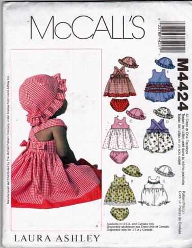 McCall's M4424 Pattern uncut Infants Babies 13 - 24 pounds Dress Romper Panties Hat Laura Ashley