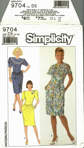Simplicity 9704 Pattern uncut 4 6 8 10 12 Knee Length Dress Back Zip Capelet Collar