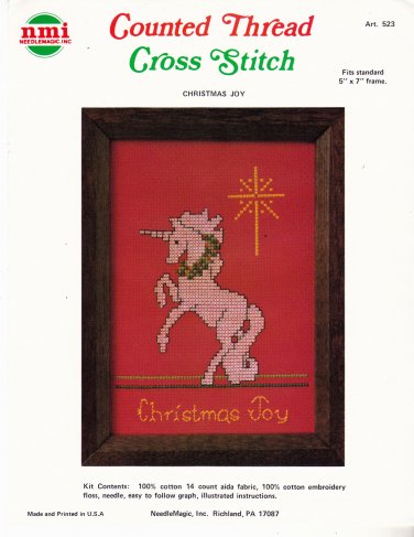 NMI NeedleMagic 523 Christmas Joy Unicorn Counted Cross Stitch Kit 5x7