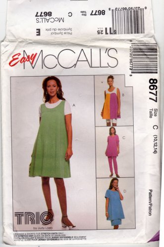 McCall's 8677 Pattern uncut 10 12 14 Maternity Wardrobe Jumper Top Skirt Leggings Shorts
