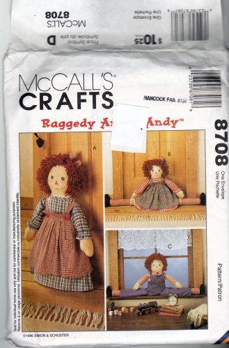 McCall's 8708 Sewing Pattern Raggedy Ann and Andy Draft Stoppers Door Stop