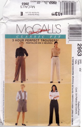 McCall's 2953 Pattern uncut 22 Palmer and Pletsch 3 hour Perfect Trousers Shorts Pants Fitting Shell