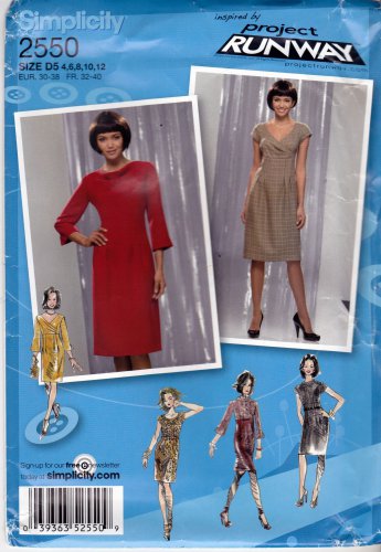 Simplicity 2550 Pattern uncut 4 6 8 10 12 Dress with Bodice Variations Project Runway
