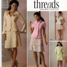 Simplicity 2645 Pattern uncut 6 8 10 12 14 Skirt Suit Jacket Ruffle Collar Variations Threads