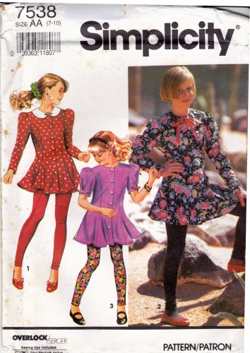 Simplicity 7538 Pattern uncut Girls 7 8 10 Mini Dress Top Leggings