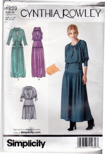 Simplicity 1939 size 8 BOHO Dress Cynthia Rowley, may be missing pieces