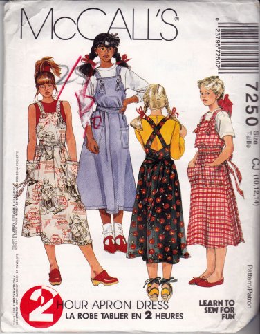 McCall's 7250 Pattern uncut Girls 10 12 14 Apron Dress Pockets Learn to Sew for Fun