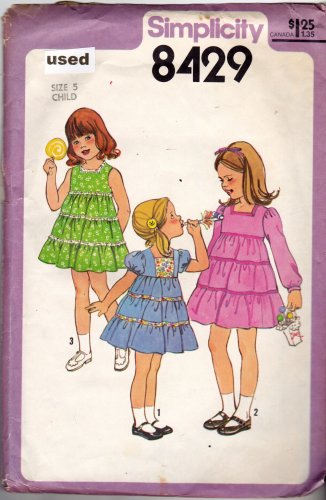 Simplicity 8429 size 5 Girls Ruffled Dress, may be missing pieces, 50 cents plus shipping