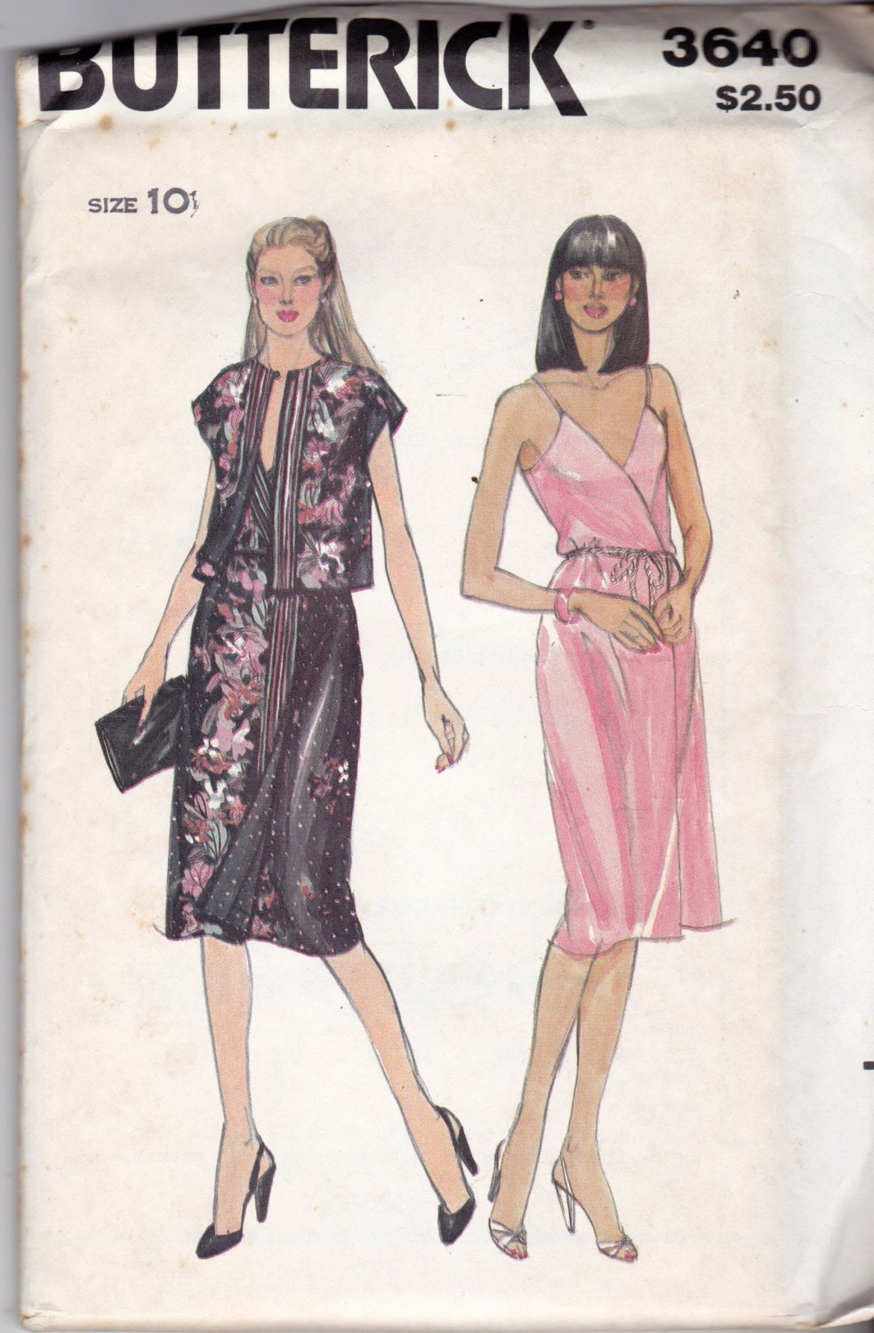 Butterick 3640 Pattern uncut 10 Fitted Shoulder Strap Wrap Dress Jacket