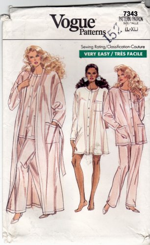 Vogue 7343 Pattern uncut L XL 16 18 20 22 Pajamas Nightshirt Robe