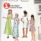 McCall's 2074 Pattern uncut Girls 12 14 16 Sleeveless or Short Sleeve Dress