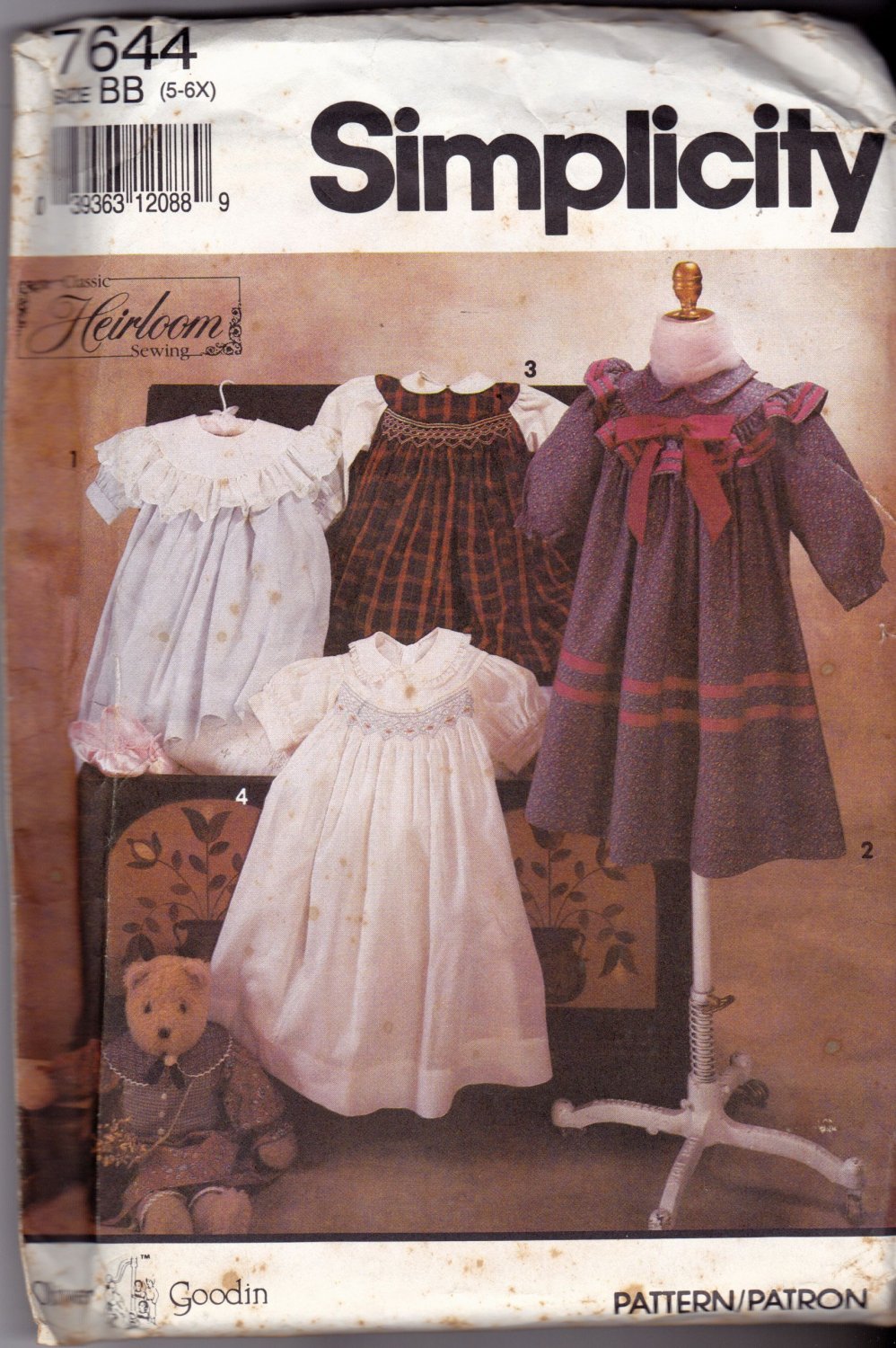 Simplicity 7644 Pattern uncut Girls 5 6 6X Dress Smocking Collar Ruffles Oliver Goodin Heirloom