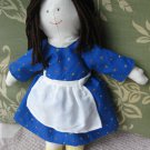 Brown-Haired Doll with Blue Dress and Apron