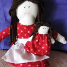 Handcrafted Doll in Red Dress & Small Doll