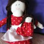 Handcrafted Doll in Red Dress & Small Doll