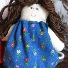 Miniature Doll in Blue Calico Dress