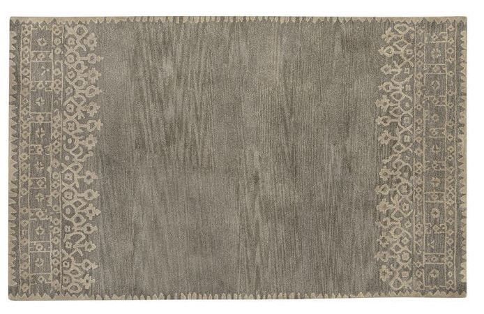 POTTERY BARN NEW Desa Gray Persian Hand Tufted 5X8 Design Wool Carpet Rug