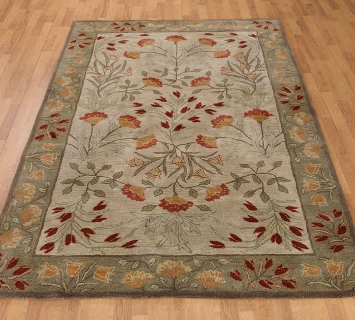 POTTERY BARN NEW Adeline Multi Mist Hand Tufted 5X8 Wool Carpet Rug