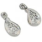 Silvertone Teardrop Earrings with Crystal Accents #AE1174-RH